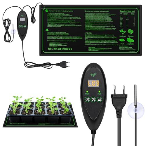 Apritsce Tappetino Riscaldante per Piante con Termostato, Tappetino Riscaldante per Piante con 6 Livelli di Temperatura E 6 Livelli di Timer, Tappetino Riscaldante per Piantine (30W, 53x25cm)