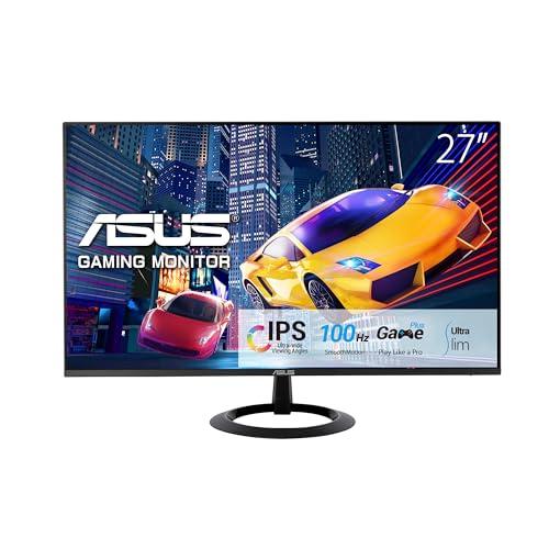 ASUS VZ27EHF Monitor Gaming Eye Care da 27” pollici, Full HD (1920x1080), IPS, Frameless, 100 Hz, Adaptative-Sync, Tempo di Risposta 1 ms, HDMI, Filtro Luci Blu, Antisfarfallio, Nero