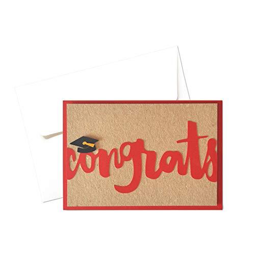 Congrats - Laurea - congratulazioni - biglietto d'auguri (formato 10,5 x 15 cm) - vuoto all'interno, ideale per il tuo messaggio personale - realizzato interamente a mano