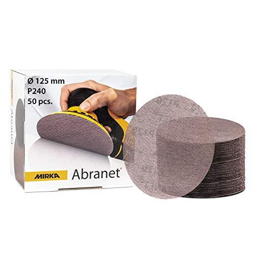 Mirka Abranet griglia di levigatura Ø 125mm a strappo/grana P240 / 50 pz/Adatto a tutte le levigatrici rotorbitali 125mm / per levigare legno, stucco, vernice, plastica