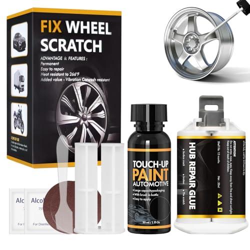WEILAOK Kit Riparazione Graffi Auto, Vernice Cerchi in Lega, Vernice per Cerchi in Lega, Kit di Riparazione per Cerchioni per Riparare Graffi, Ammaccature e Altri Cerchi in Lega, Argent