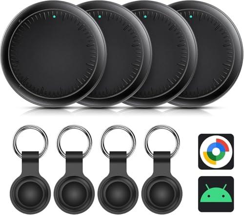 Air Tracker Android, 4 Pezzi Smart tag Android, Funziona con Google Dov'è App, Bluetooth Trova Oggetti, Tracker Tag Bluetooth Localizzatore Chiavi per Chiavi/Bagagli/Valigie/Portafogli (Nero)
