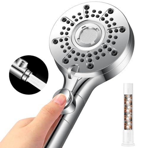berssen Soffione Doccia Anticalcare, Doccino per Doccia 5 Modalità di Spruzzo, Lancia ad Alta Pressione, Doccetta per Doccia Universale Grande(Diametro 100mm, G1/2)