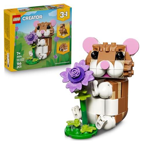 LEGO Creator 3 in 1 Simpatico Criceto con Fiore Giocattolo - Animale Trasformabile in Riccio o Aquila con Uovo - Decorazione Camera da Letto Fai da Te - Regalo per Bambine e Bambini da 7 Anni - 31376