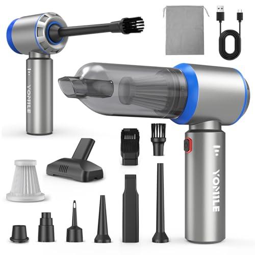 Aspirabriciole Senza Fili 4 in 1, Aspirapolvere Auto 25000PA Aspirapolvere Senza Fili Potente con Motore Brushless, Mini aspirapolvere Soffiatore Aspiratore per Casa, Ufficio, Cucina, Peli Animali