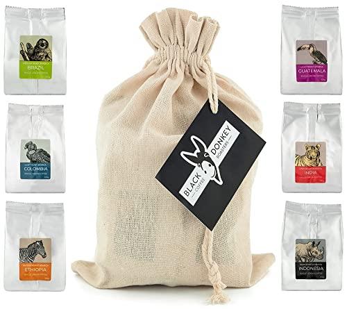 Confezione Regalo - COFFEES OF THE WORLD | Caffè in Grani 600g (6 x 100g) - 6 Pregiate Qualità di Caffè Monorigine | Idea Regalo per Lui o per Lei