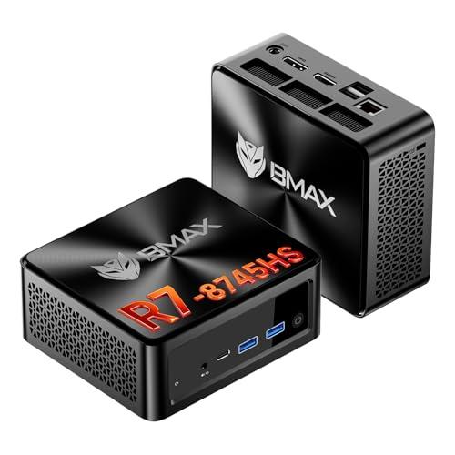 BMAX Mini PC B8A Pro AMD Ryzen 7 8745HS(fino a 4,9 GHz), 16GB DDR5 512GB NVMe SSD Mini Desktop Computer, Radeon 780M, 4K@60Hz Triplo Display DP+HDMI+Type-C/WiFi 6/BT5.2/2.5Gbps LAN, Micro Gaming PC