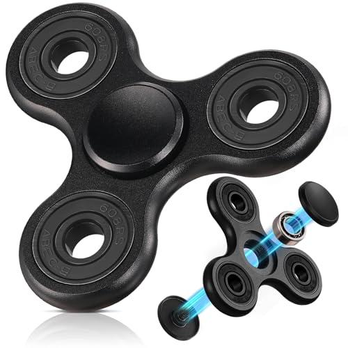 SCIONE Fidget Spinner Giocattolo sensoriale di metallo Fidget Mano Spinner in metallo Ansia Stress Relief regali per bambini adulti (I tappi del cuscinetto possono essere smontati assemblati) Nero