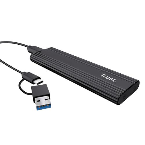 Trust Case SSD M.2 NVMe USB-C 10Gbps, Custodia Hard Disk Esterno 4TB, Compatibile con 2230 2242 2260 2280 FAT32/NTFS/EXT4/exFAT/APFS, Enclosure Portatile Adattatore SSD M2 NVMe USB M / M & B Key