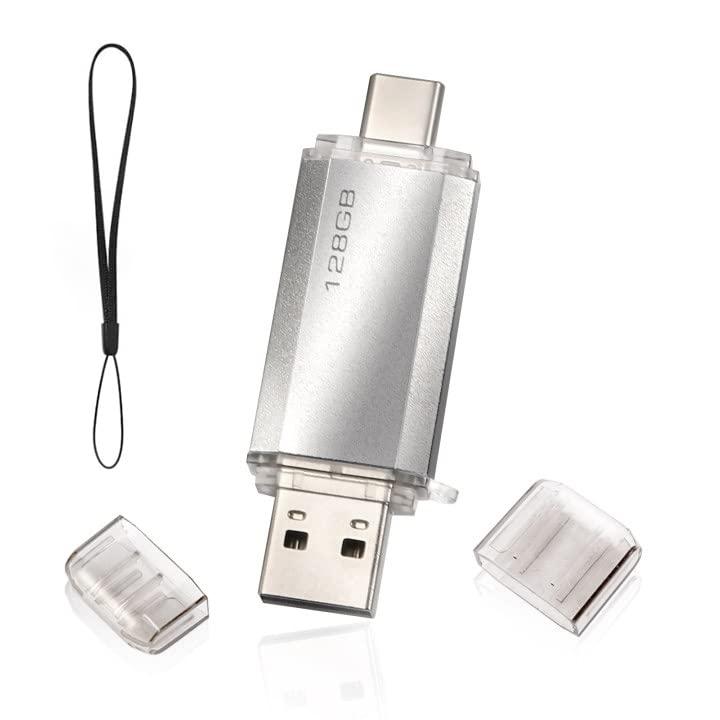 Chiavetta USB 2 in1 128 GB, Type C Pendrive 128GB USB C Flash Drive 128 Giga 2-in-1 OTG Penna USB 128 GB per PC/Tablet/Laptop/Smartphone con Tipo C, Xiaomi/Oneplus/Huawei (Silver)
