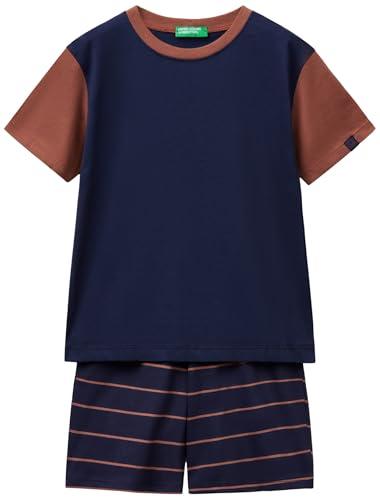 United Colors of Benetton Pig(T-Shirt+Short) 30960P08R Set di Pigiama, Blu, M Bambino