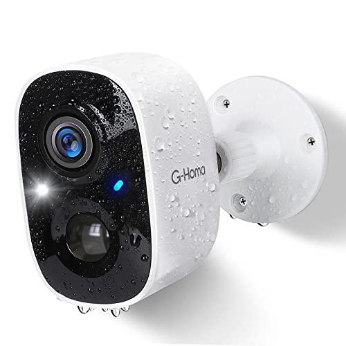 G-Homa Telecamere Senza Fili da Esterno,Videocamera Sorveglianza Esterno WiFi con Colore Visione Notturna/Audio a 2 Vie/2K/Movimento PIR/sirena/intelligente AI/Impermeabile IP65