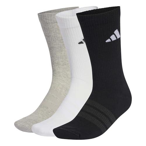 adidas Unisex - Adulto Cushioned Sportswear Crew Socks 3 Pair Pack, medium grey heather/white/black, 37-40