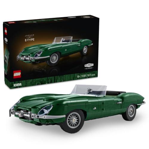 LEGO Icons Jaguar E-Type - Kit di Modellismo per Adulti di Classica Auto Sportiva - Motore 6 Cilindri in Linea e Kit di Attrezzi - Decorazione Camera da Letto 3D - Idea Regalo da Collezione - 11381