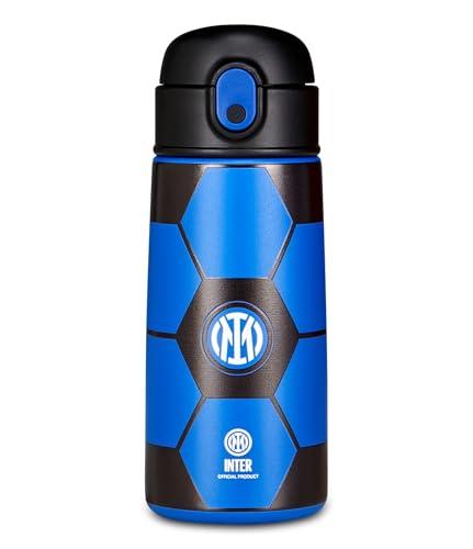 Seven Borraccia Kid INTER, Nero, 460 ml, Acciaio Inox, BPA free, Ermetica, Caldo 12h/freddo 24 h, A prova di perdite, Riutilizzabile, Scuola, Sport, Viaggio, Bambino, Idea regalo