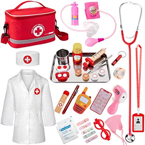 EFO SHM Valigetta Dottore Bambini Set da Gioco Kit da Medico con Stetoscopio, Gioco di Ruolo Gioco Educativo Regalo Bambini di 3, 4, 5, 6, 7