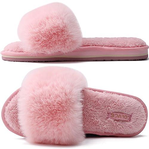 COFACE Pantofole Donna Ciabatte Pelose Donna Invernale Ortopedico Ciabatte da Casa Pantofole Pelliccia con Pelo Invernali Piatte Sandalo 40