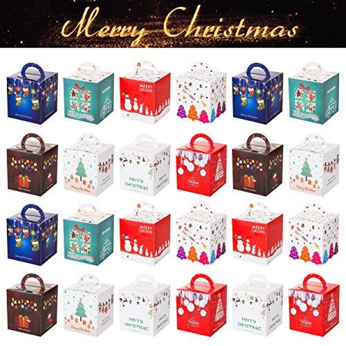 GWHOLE 24 Pz Scatole Regalo di Natale, Scatola Piccola di Natale Scatole di Carta per Biscotti di Caramelle Regalo per Bambini Decorazioni per Feste Natalizie Forniture