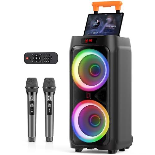 HWWR Karaoke con 2 Microfoni Wireless per Adulti, Altoparlante Bluetooth da 8