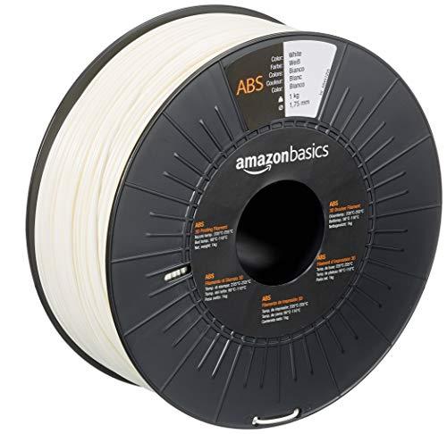 Amazon Basics Filamento per stampanti 3D, in ABS, 1.75 mm, bianco, 1 kg per bobina