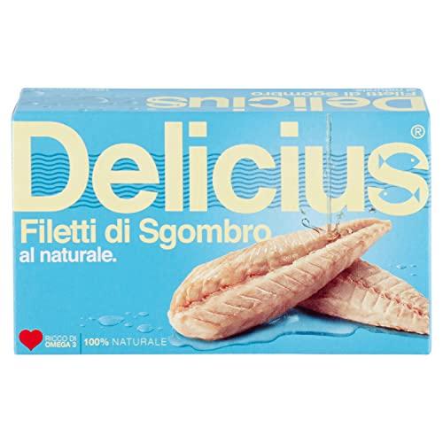 Delicius Scatola di Filetti di Sgombro al Naturale, 125g (10 pezzi)