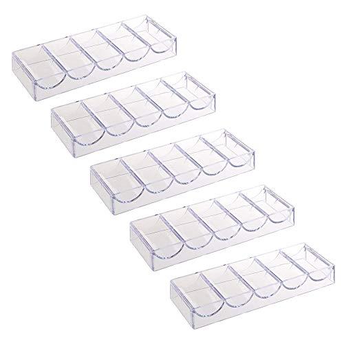 POFET 5 pz Acrilico Poker Chips Vassoio 100 Chips Storage Case per Partito Casinò Casino Gioco 20.5 x 7.8 x 2.8 cm senza copertura
