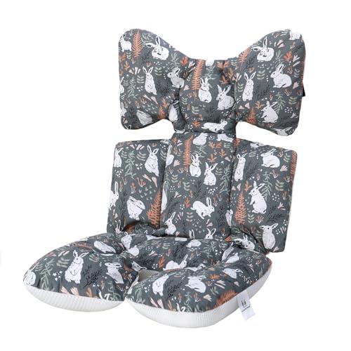 Miracle Baby Copriseduta Imbottita Traspirante per Passeggino Universale, Double-Face per 4 Stagioni,Copriseduta Passeggino,Cuscino Passeggino Universale Dimensioni 40x 72 cm (Grigio - Coniglio)