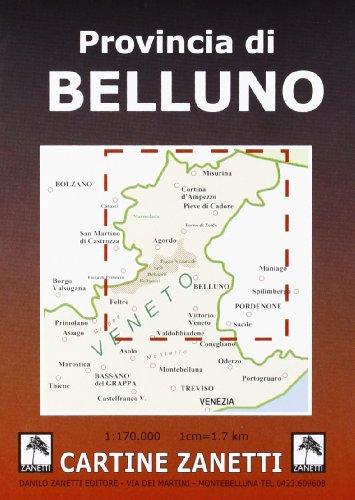 Provincia di Belluno. Carta stradale 1:170.000