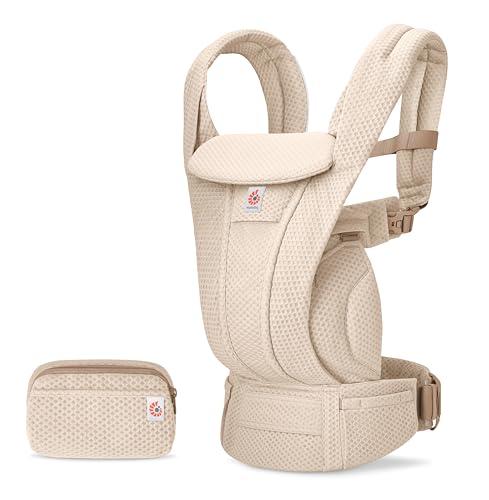 Ergobaby Omni Deluxe - Marsupio per neonati fino a 20 kg, ergonomico a 4 posizioni in rete, sistema da viaggio, colore: beige naturale