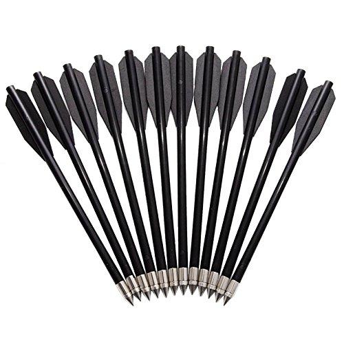 12 Frecce Freccette in Abs Metallo per Balestra Nere Freccia Tiro a Bersaglio