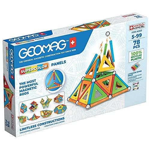 Geomag - Supercolor Costruzioni Magnetiche Per Bambini, Giocattolo Magnetico Linea Green 100% Plastica Riciclata, 78 Pezzi