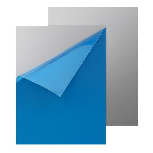 LALAGO 2 Pezzi 21 x 14.8cm Lamiera in Acciaio Inossidabile 304, Quadrato Piastra in Acciaio Inossidabile A5 Spessore 0.5mm con Pellicola Biadesiva, Piastra in Lamiera per Riparazione, Rivestimento