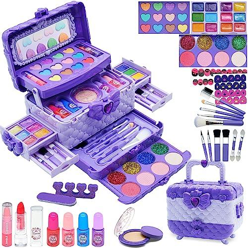 Set di trucchi per bambini e bambine - 57 pezzi, set da trucco per bambini, per ragazze, per Halloween, Natale, compleanno, per ragazze 4, 5, 6, 7, 8, 9, 10-12 anni