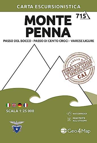 Monte Penna. Passo del Bocco, Passo di Cento Croci, Varese Ligure 1:25.000