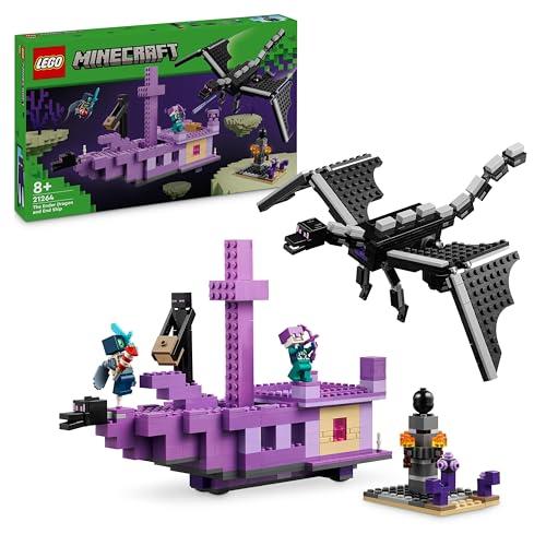 LEGO Minecraft L’Enderdrago e la Nave dell’End, Giocattolo del Bioma con Drago, Personaggi, Mob e Accessori, Giochi d'Avventura per Bambini e Bambine da 8 Anni, Idea Regalo Fan del Videogioco 21264