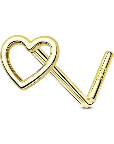 OUFER 20G Piercing Naso Nostril Argento 925 Piercing Naso Cuore/Stella 7 mm Nose Pin Piercing Nasale L Piercing Naso Donna Anellino Anello Naso Nostril Nose Hoop