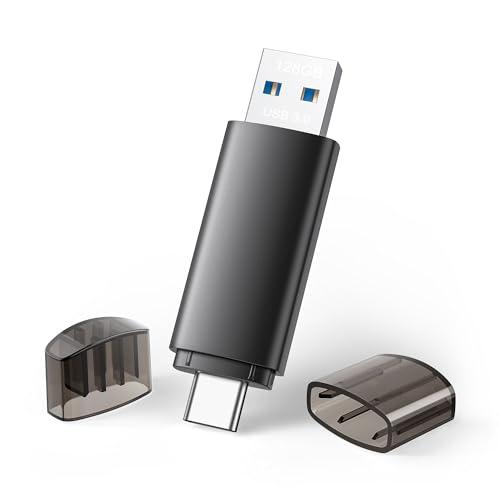 JOIOT 128GB USB Chiavetta Doppia Interfaccia USB-A&USB-C 3.0 Memoria Stick Drive Chiavetta USB USB C 3.0 Pennetta USB 128 GB Compatibile con Android,Telefono e PC per l'Archiviazione dei Dati Nero