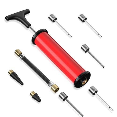 Motorenbau Pompa per palloni con 5 Aghi pompai, Pompa Manuale per palloni gonfiabili per Calcio, Rugby, pallavolo, Pallacanestro, Pallamano e Altri palloni gonfiabili