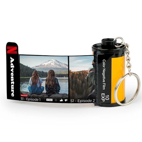 Wanapix | Portachiavi Rullino con Foto Personalizzato| 10 Foto e Testo | Bobina Portachiavi | Portachiavi Colorato con Pellicola per Fotocamera | Regalo Originale
