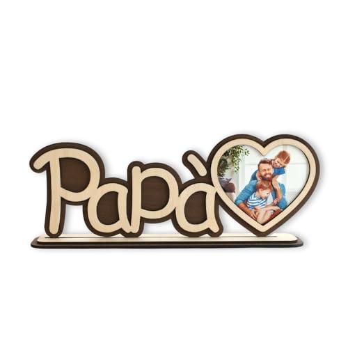 Cornice portafoto in legno con scritta Papà Personalizzabile con propria foto - Idea Regalo Originale Festa del Papà