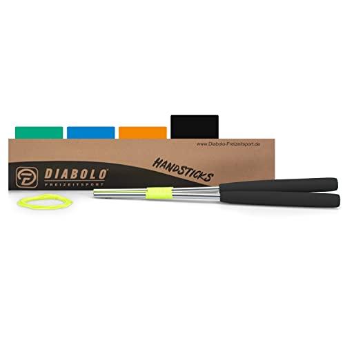 Diabolo Freizeitsport - Diabolo da 32,5 cm in alluminio con manici in gomma espansa (neri), corda di ricambio (160 cm) e qualità professionale per bambini e teenager