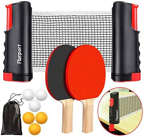 rete ping pong da tavolo set ping pong rete da ping pong da tavolo ping pong portatile, 2 racchette da ping pong, rete estensibile,6 palline,1 borsa in rete,per Bambini, famiglie