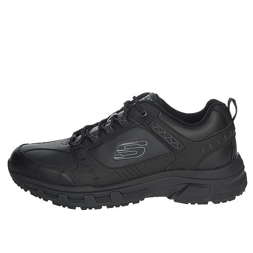 Skechers Oak Canyon Redwick Uomo Formatori, Black Leather Synthetic Textile Black Trim, 46 EU