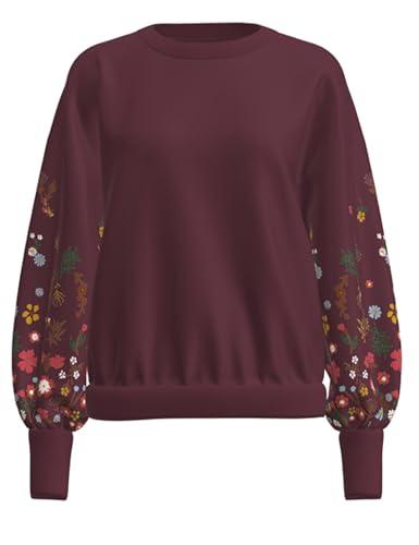 ONLY Onlbrooke L/S O-Neck Flower Swt Noos, Vino Windsor, L Donna