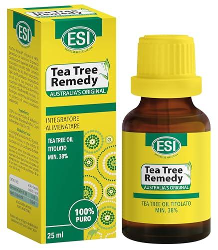 ESI - Tea Tree Remedy Oil, Olio Biologico, Integratore Alimentare, Migliora la Resistenza Fisiologica a Severe Condizioni Ambientali, Supporta le Prime Vie Respiratorie, Senza Glutine e Vegan, 25 ml