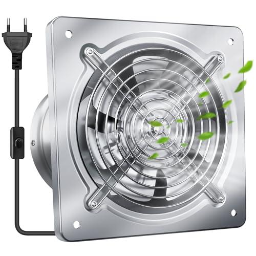 Yrichtra 250mm Ventola Aspirazione 1680m³/h - Aspiratore Cucina Potente, Silenzioso e Efficiente, Valvola Antireflusso, Industriale Estrattore per Bagno Cucina Ventilazione, Argento