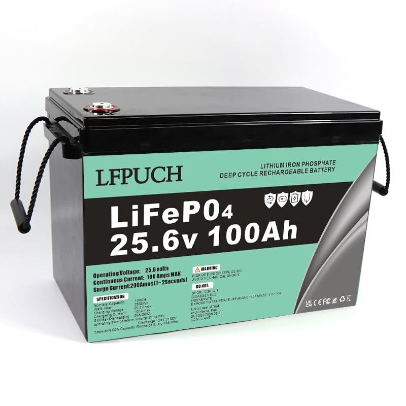Batteria LiFePO4 24V 100Ah, batteria al litio ferro fosfato invece della batteria AGM per auto o batteria a ciclo profondo, per camper, barca, sistema solare, campeggio all'aperto, ecc.