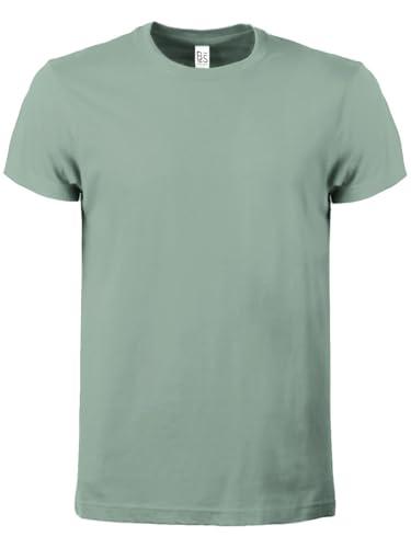 Siry Work T Shirt Uomo - Maglietta Manica Corta Cotone, Tshirt Maglia Maniche Corte da Lavoro, T-Shirt Tinta Unita Stampabili Girocollo, Maglia Basic (Salvia-L)