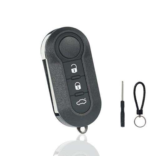 SUPALAND Guscio della chiave dell'auto a 3 pulsanti per Fiat 500L 500 Punto Evo Grande Bravo Panda Ducato Lancia Copertura della chiave di ricambio del telecomando con 1 cacciavite, 1 portachiav
