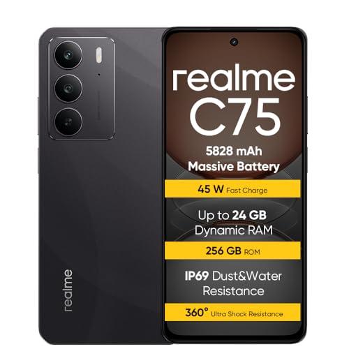 realme C75 Smartphone 8+256 GB, IP69,Batteria da 5828 mAh,Vetro ArmorShell™2,Fotocamera super nitida da 50 MP,Ricarica rapida da 45W, Black(nessun adattatore)